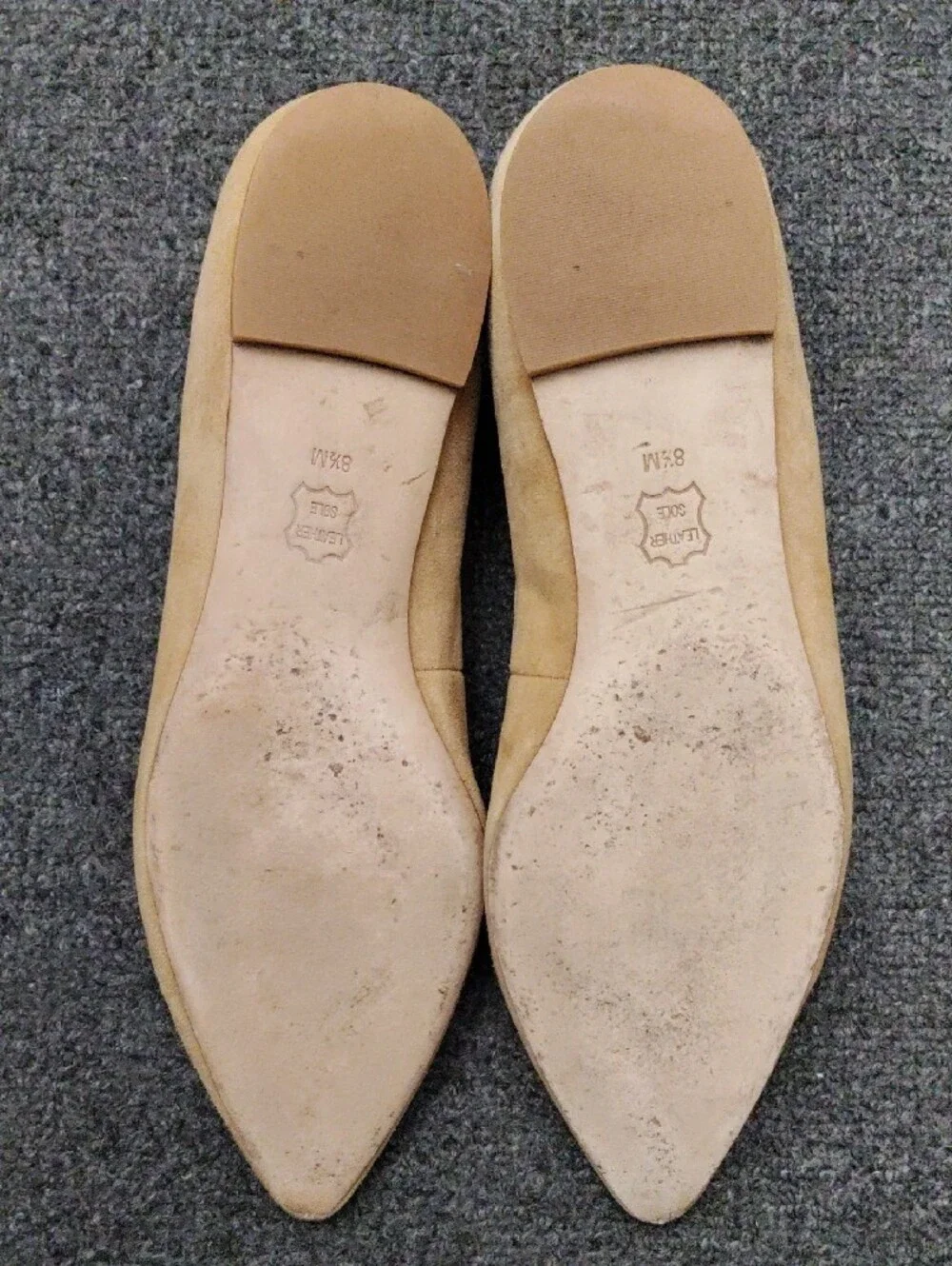 Tory Burch Camel/Tan Pointed Suede Ballet Flats with Logo Accent